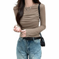 Zevrik Sheer Mesh Crop Tee - Crinkle-Texture Second Skin