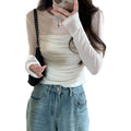 Zevrik Sheer Mesh Crop Tee - Crinkle-Texture Second Skin